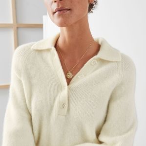 Ribbed Wool Polo Neck Sweater